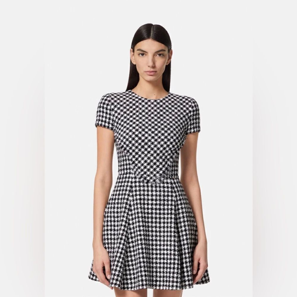 Versace Houndstooth Tweed Mini Dress size 48/us size 12